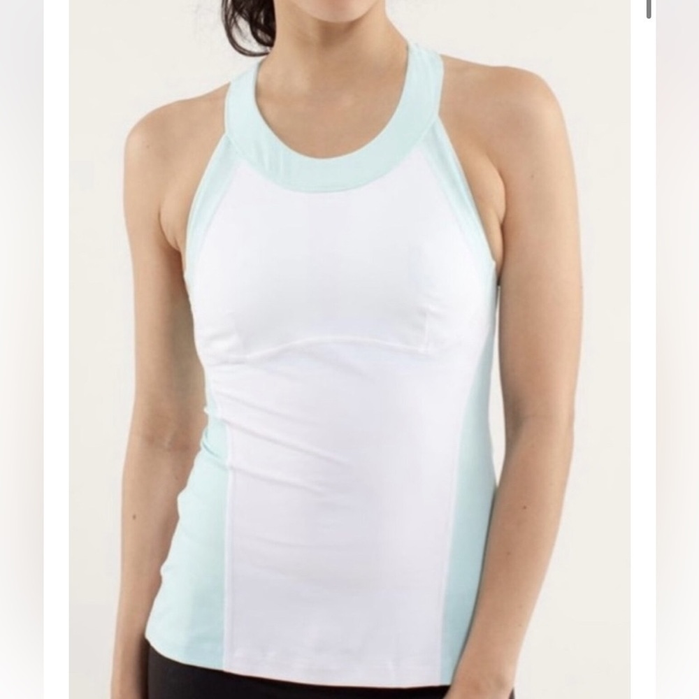 Lululemon Run: Make it Count Mint Green & White Scuba Tank Size